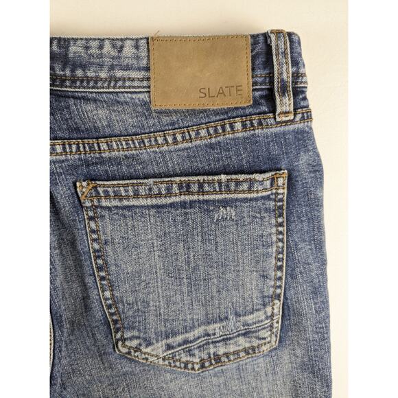 Slate Denim & Co Miles Slim Tapered Distressed Patchwork Jeans 32x30 Whiskered - Picture 6 of 8